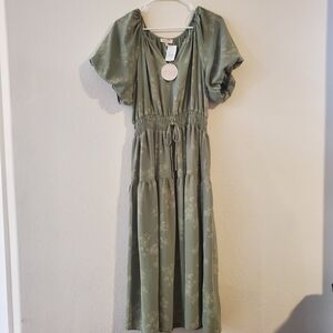 stitch By Chenault Sage Green Floral Maxi Dress Size XL